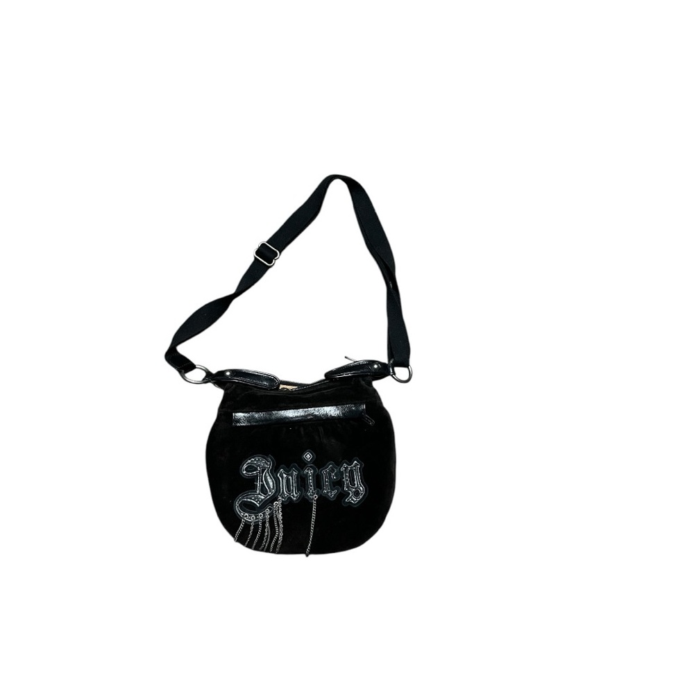Vintage Juicy Couture Y2K  black velvet Juicy chain detail crossbody rare